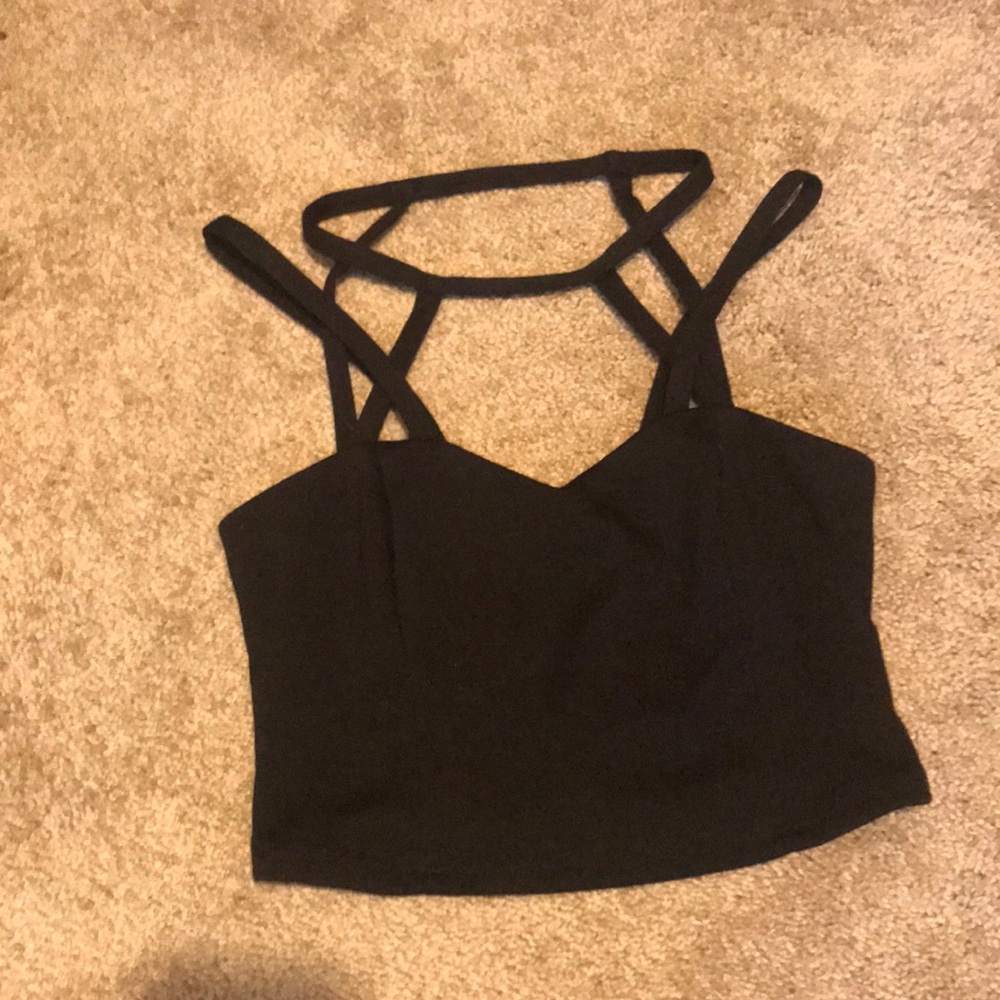 Strappy black crop top